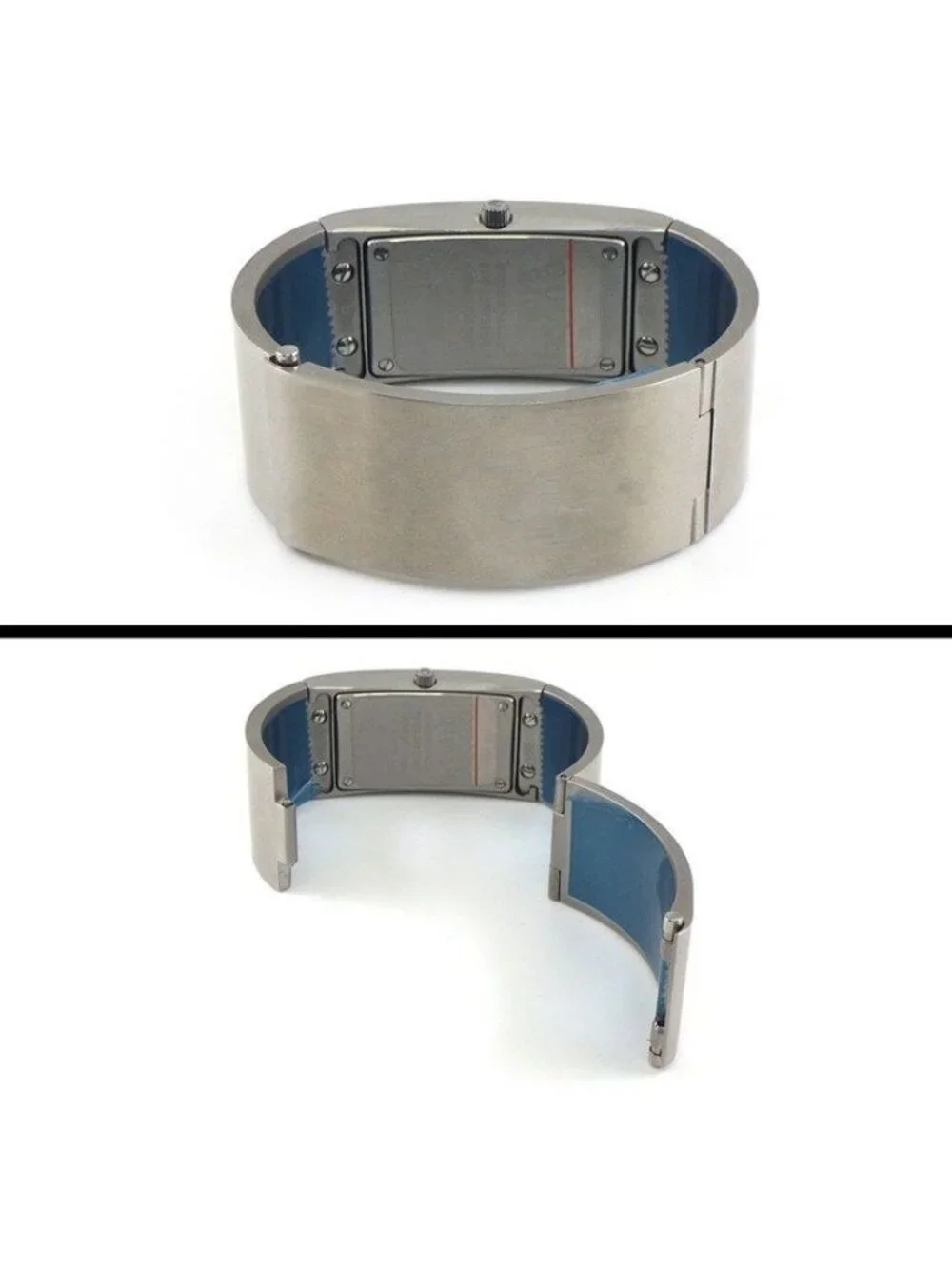 Gucci Watch Bangle Black Dial Satin Polished SS Quartz Analog